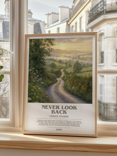 Never Look Back bookish poster colour and style options – Lesley Pearse book art