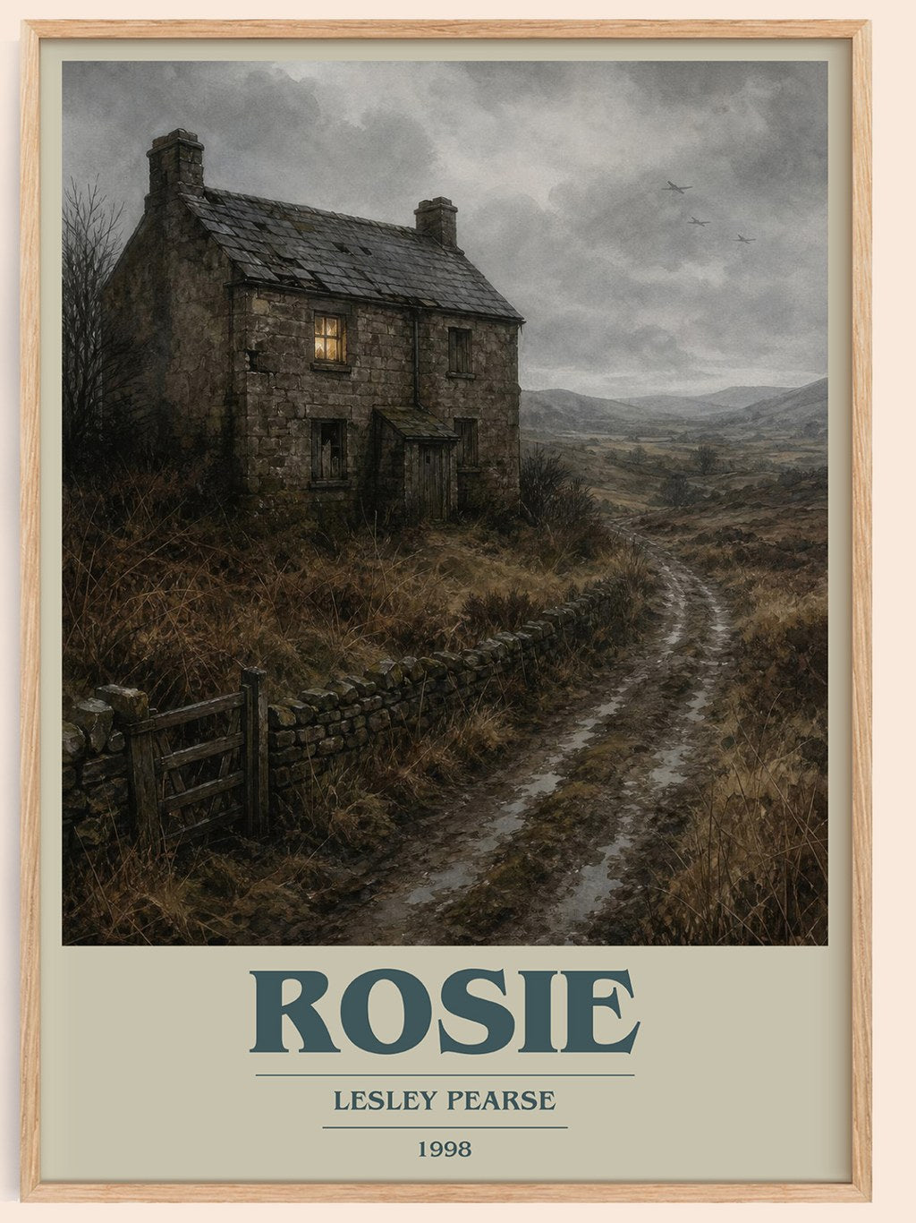 Rosie book cover book poster by Lesley Pearse – framed literary art print