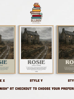 Rosie bookish print in frame leaning in hallway – historical fiction wall art