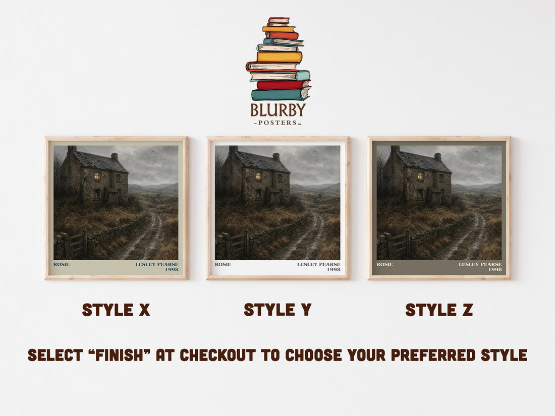 Rosie literary print in frame leaning in hallway – historical fiction wall art (mockup)