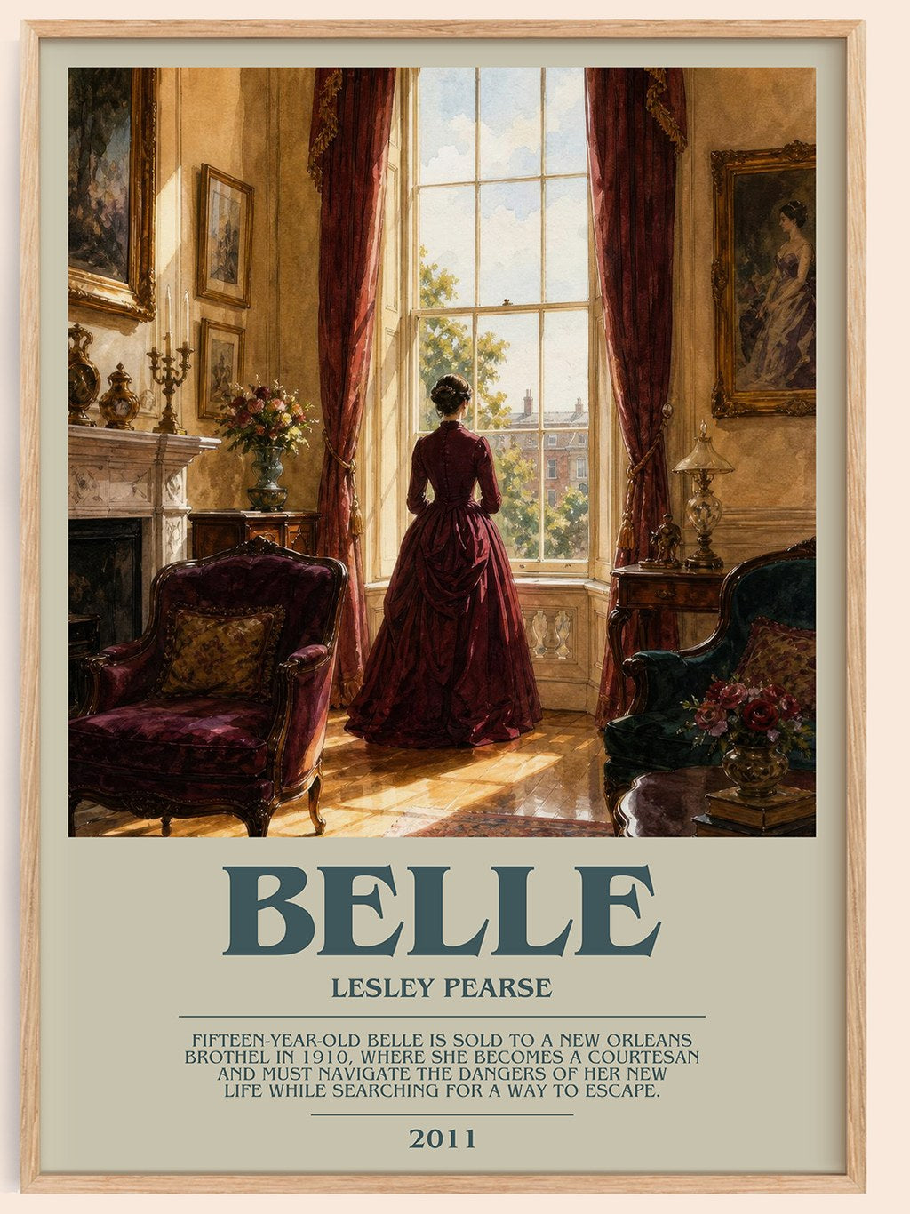 Belle bookish book poster by Lesley Pearse – framed literary art print