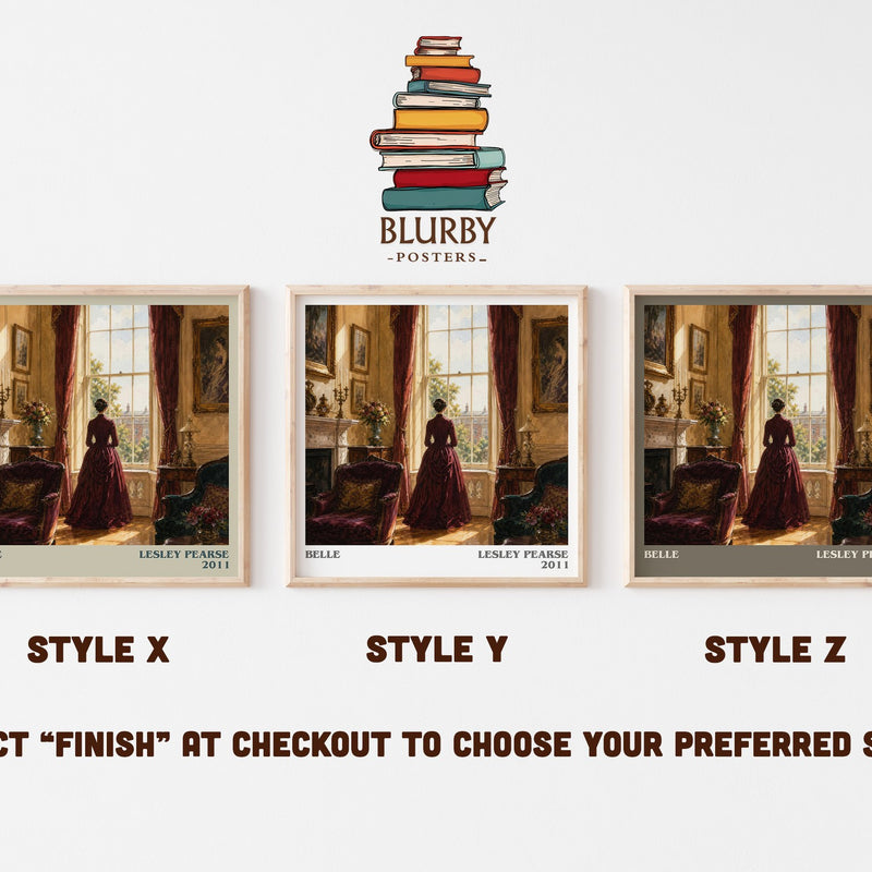 Belle literary print in frame leaning in hallway – historical fiction wall art