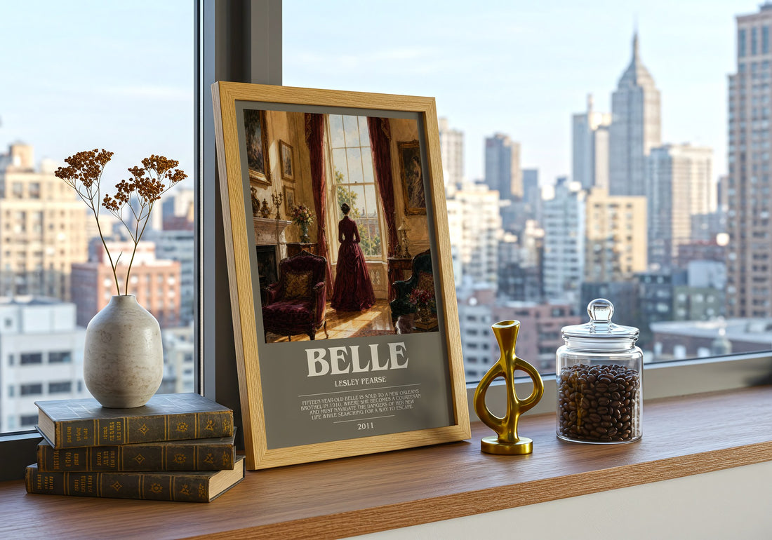 Belle bookish print framed by window – literary home decor