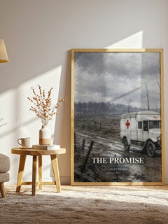 The Promise watercolour print in frame leaning in hallway – historical fiction wall art