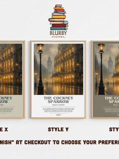 The Cockney Sparrow bookish print in frame leaning in hallway – historical fiction wall art