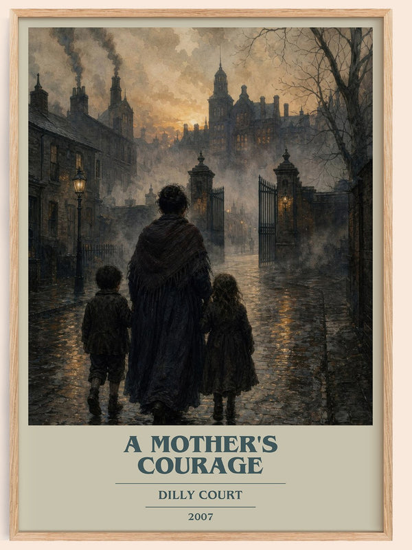 A Mother's Courage book cover book poster by Dilly Court – framed literary art print