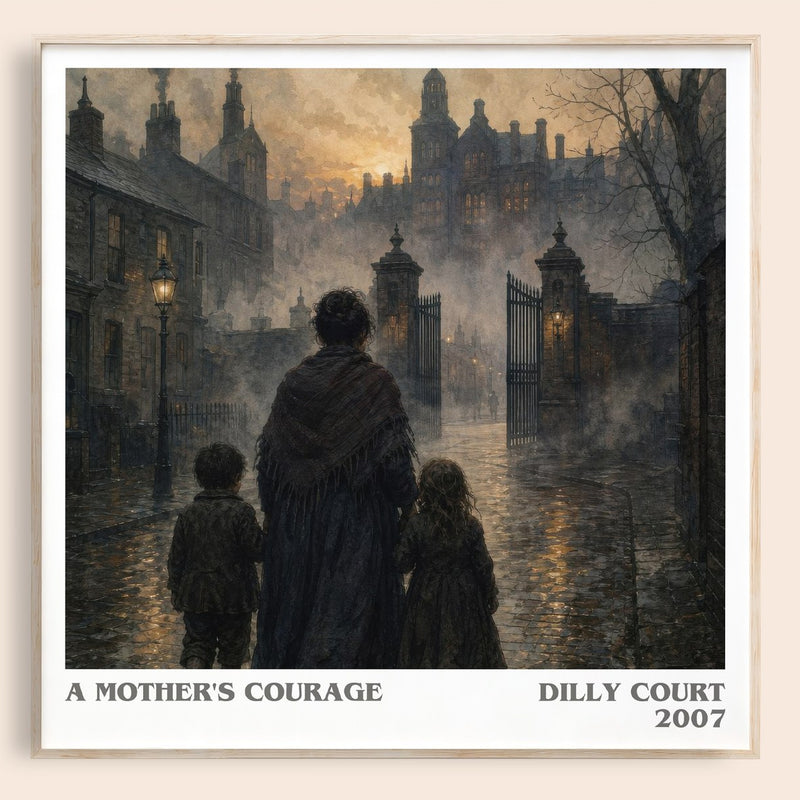 A Mother's Courage literary book poster by Dilly Court – framed literary art print