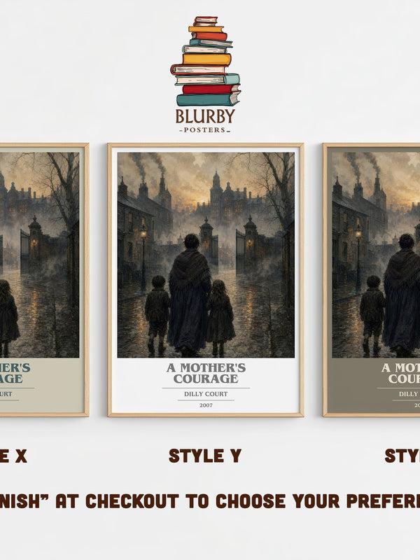 A Mother's Courage book cover print in frame leaning in hallway – historical fiction wall art