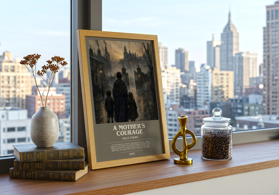 A Mother's Courage bookish print framed by window – literary home decor