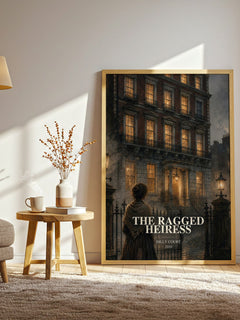 The Ragged Heiress watercolour print in frame leaning in hallway – historical fiction wall art