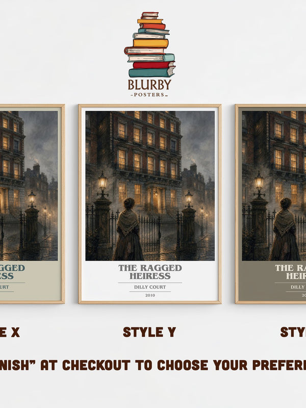 The Ragged Heiress book cover print in frame leaning in hallway – historical fiction wall art