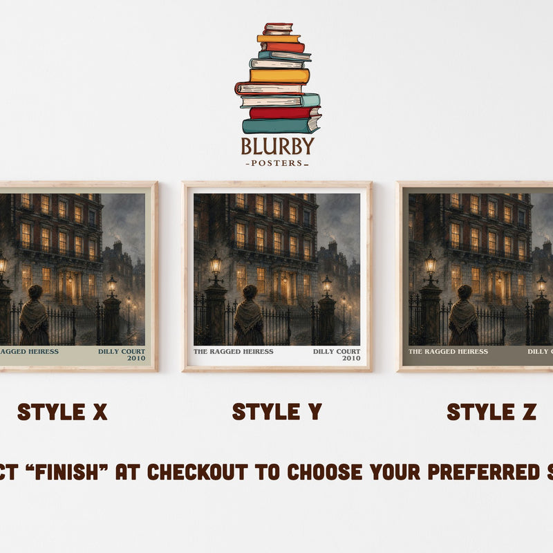 The Ragged Heiress literary print in frame leaning in hallway – historical fiction wall art