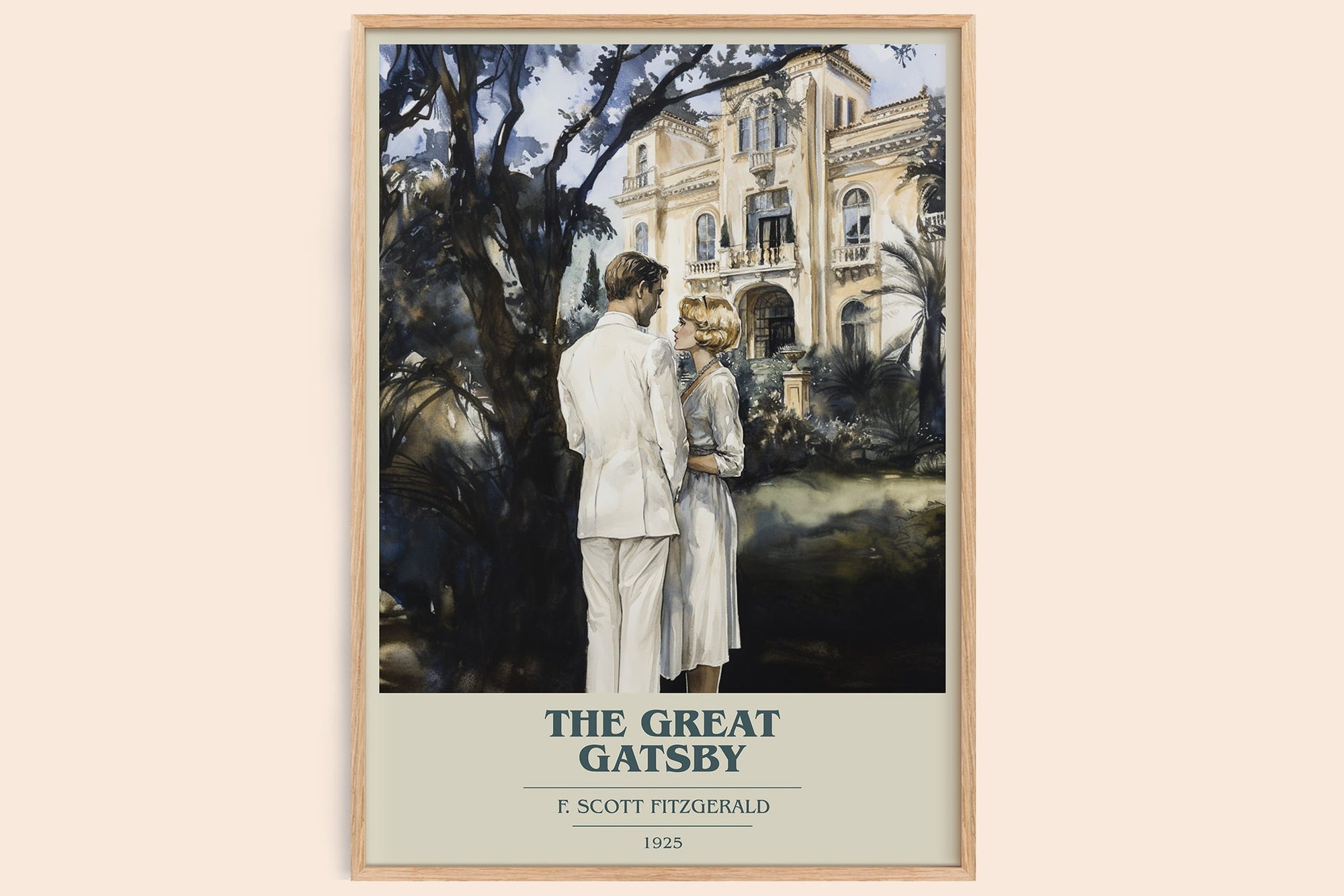 The Great Gatsby book cover book poster by F. Scott Fitzgerald – framed literary art print