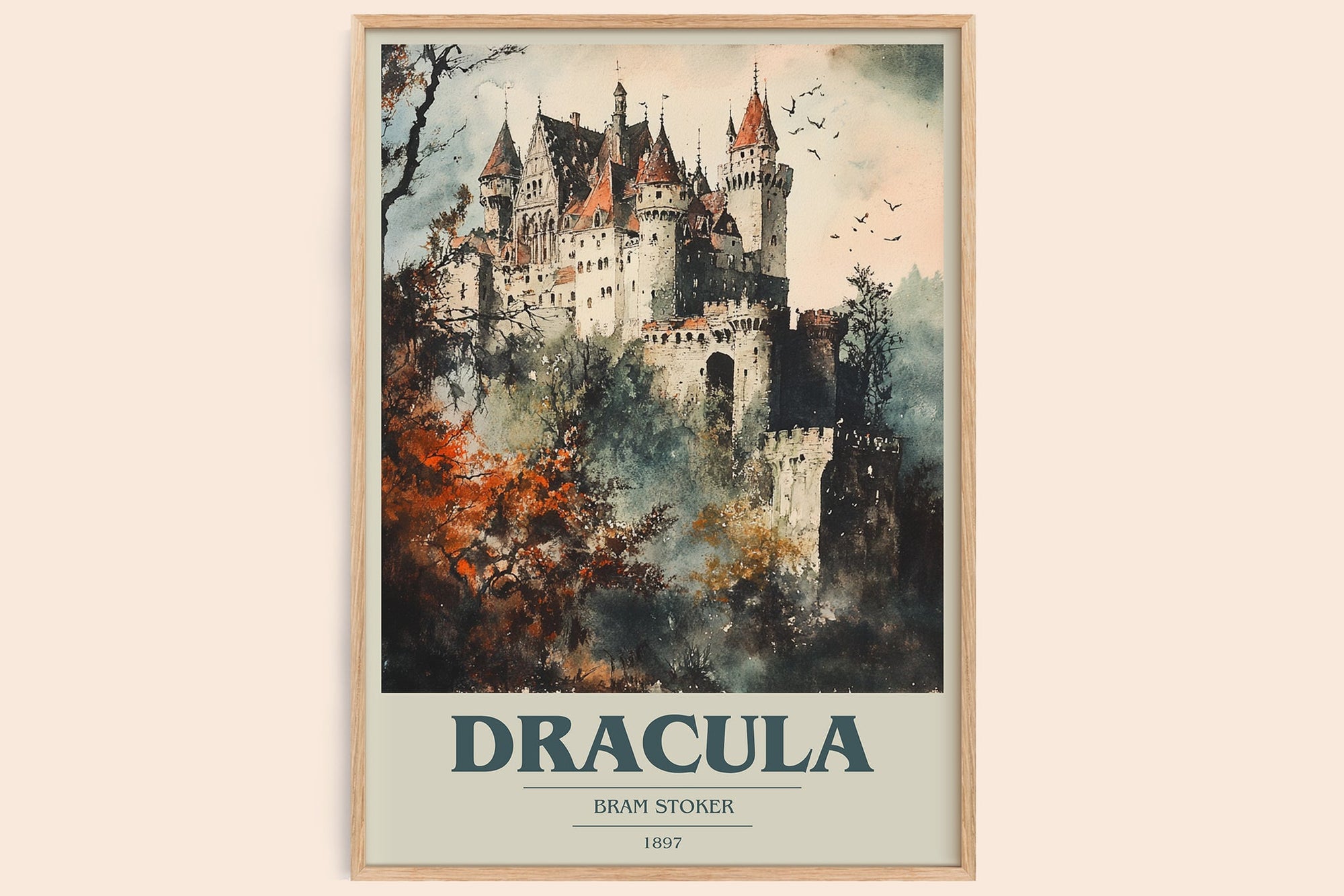 Dracula book cover book poster by Bram Stoker – framed literary art print
