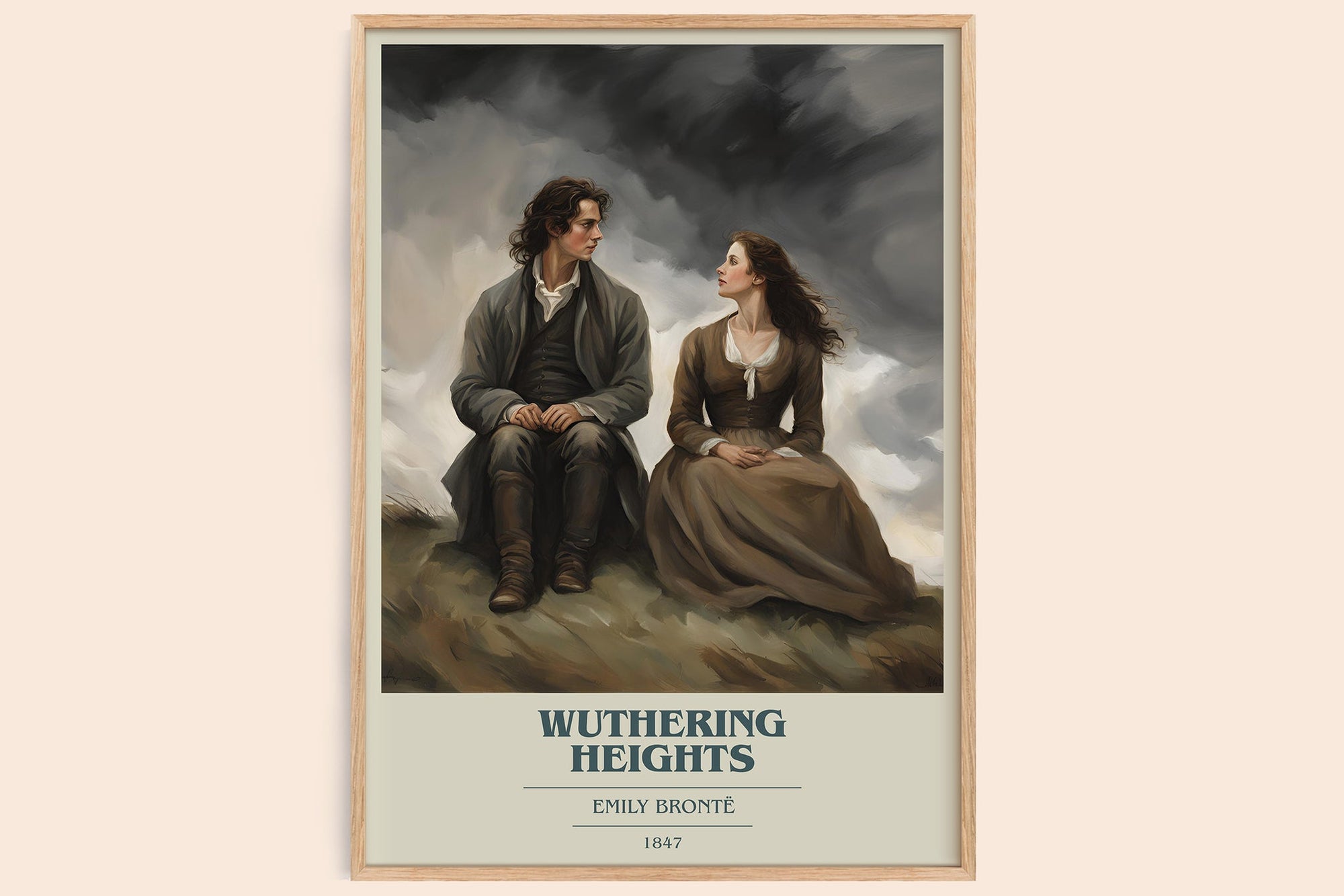 Wuthering Heights book cover book poster by Charlotte Brontë – framed literary art print