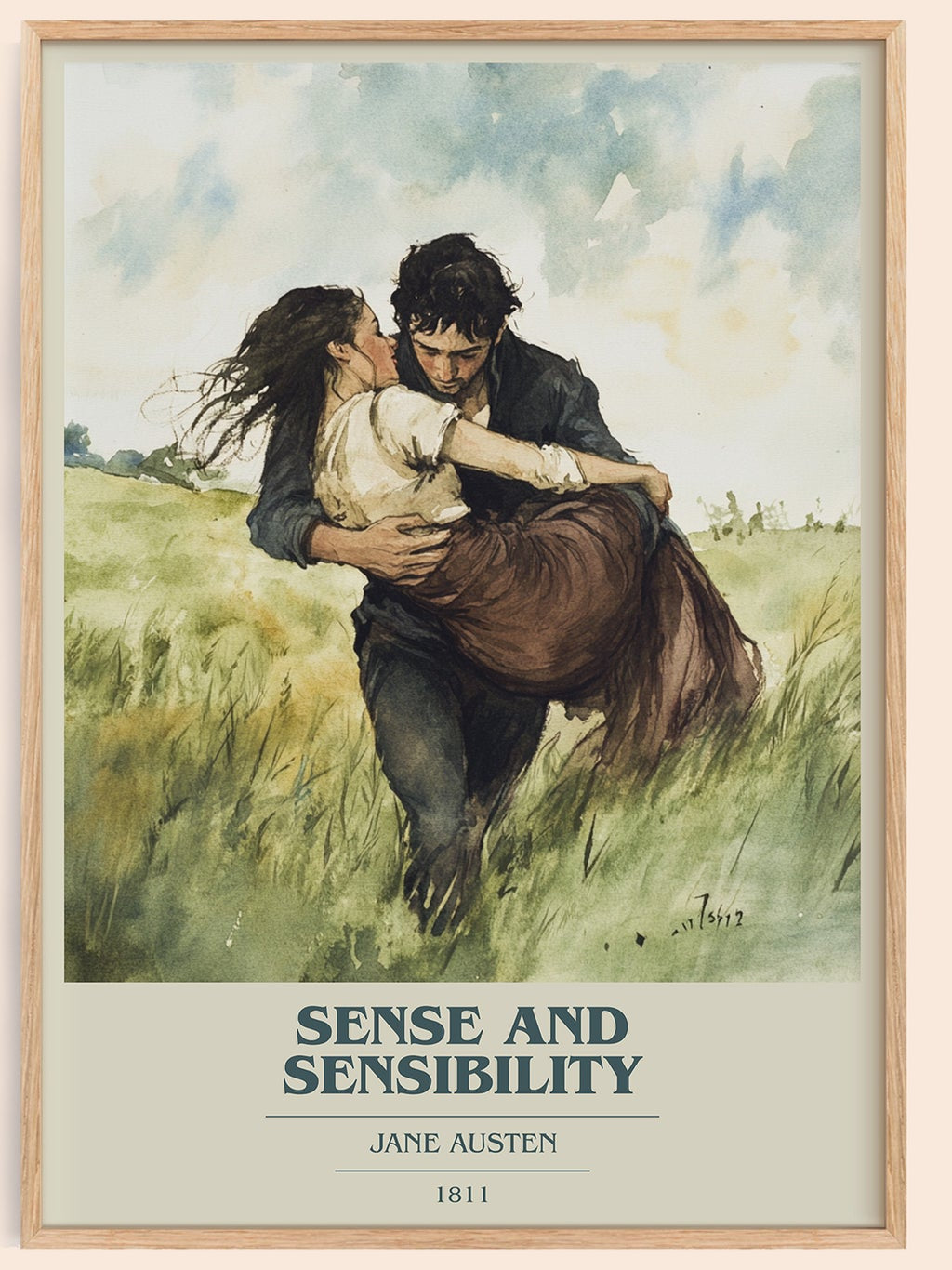 Sense and Sensibility book cover book poster by Jane Austen – framed literary art print