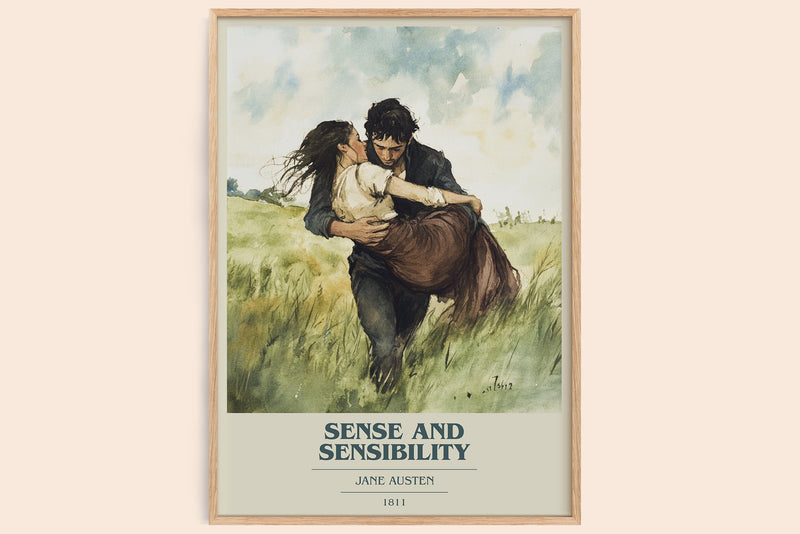 Sense and Sensibility book cover book poster by Jane Austen – framed literary art print