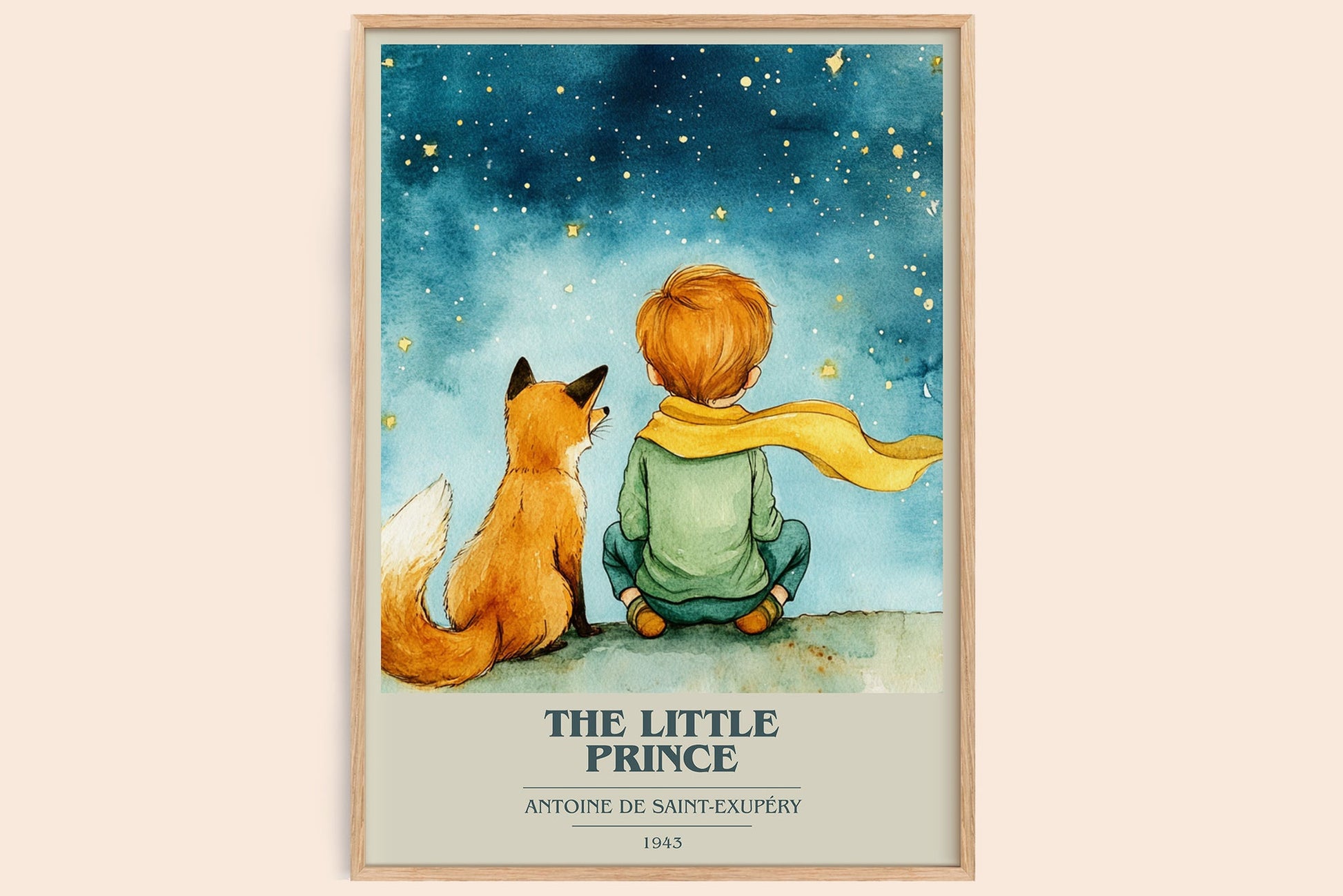 The Little Prince book cover book poster by Antoine de Saint-Exupéry – framed literary art print