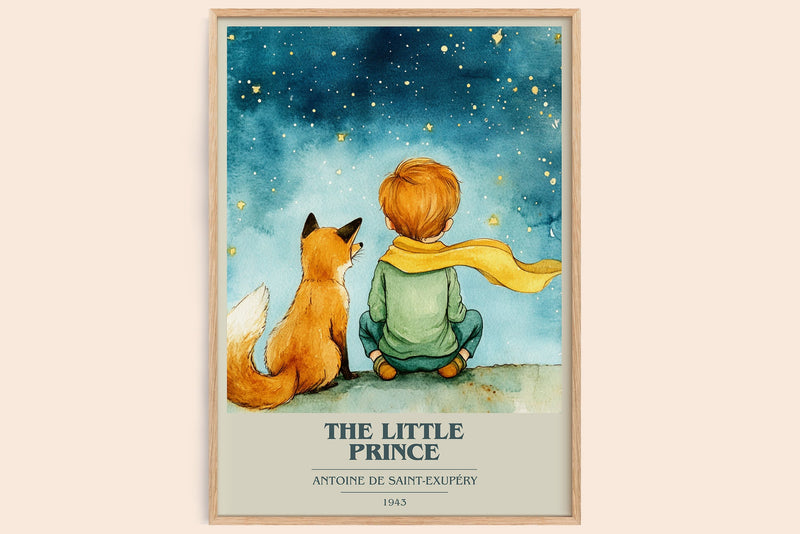 The Little Prince book cover book poster by Antoine de Saint-Exupéry – framed literary art print