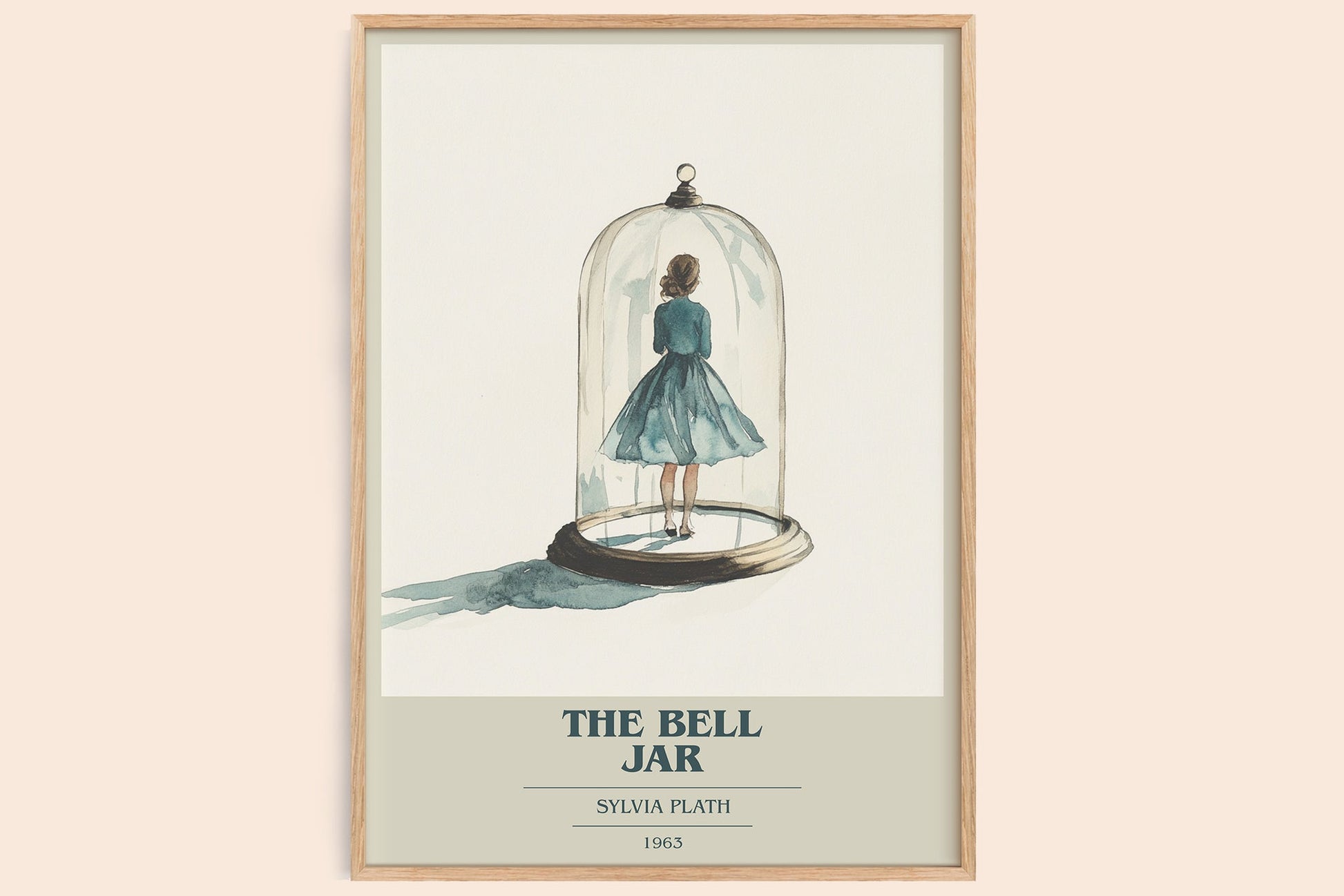 The Bell Jar book cover book poster by Sylvia Plath – framed literary art print