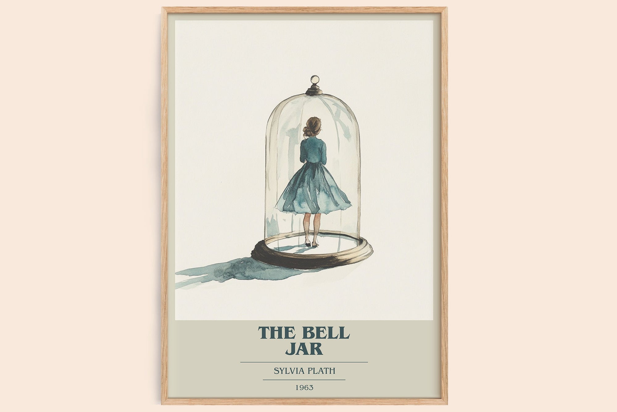 The Bell Jar book cover book poster by Sylvia Plath – framed literary art print