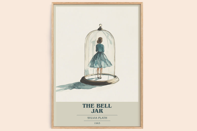 The Bell Jar book cover book poster by Sylvia Plath – framed literary art print