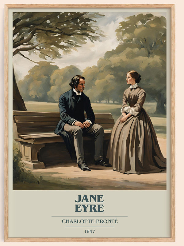 Jane Eyre book cover book poster by Charlotte Brontë – framed literary art print