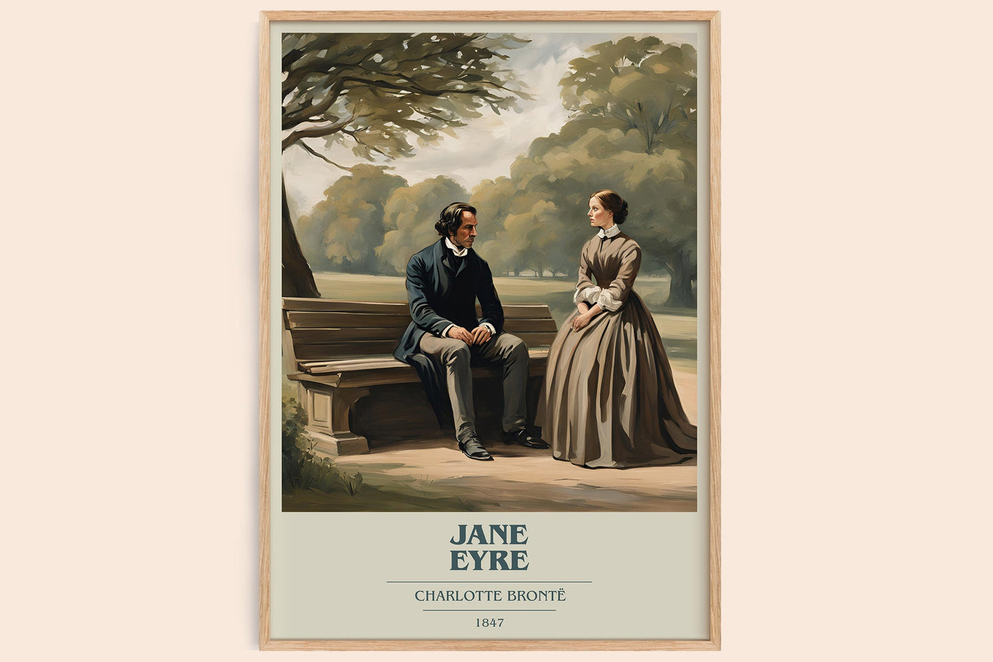 Jane Eyre book cover book poster by Charlotte Brontë – framed literary art print