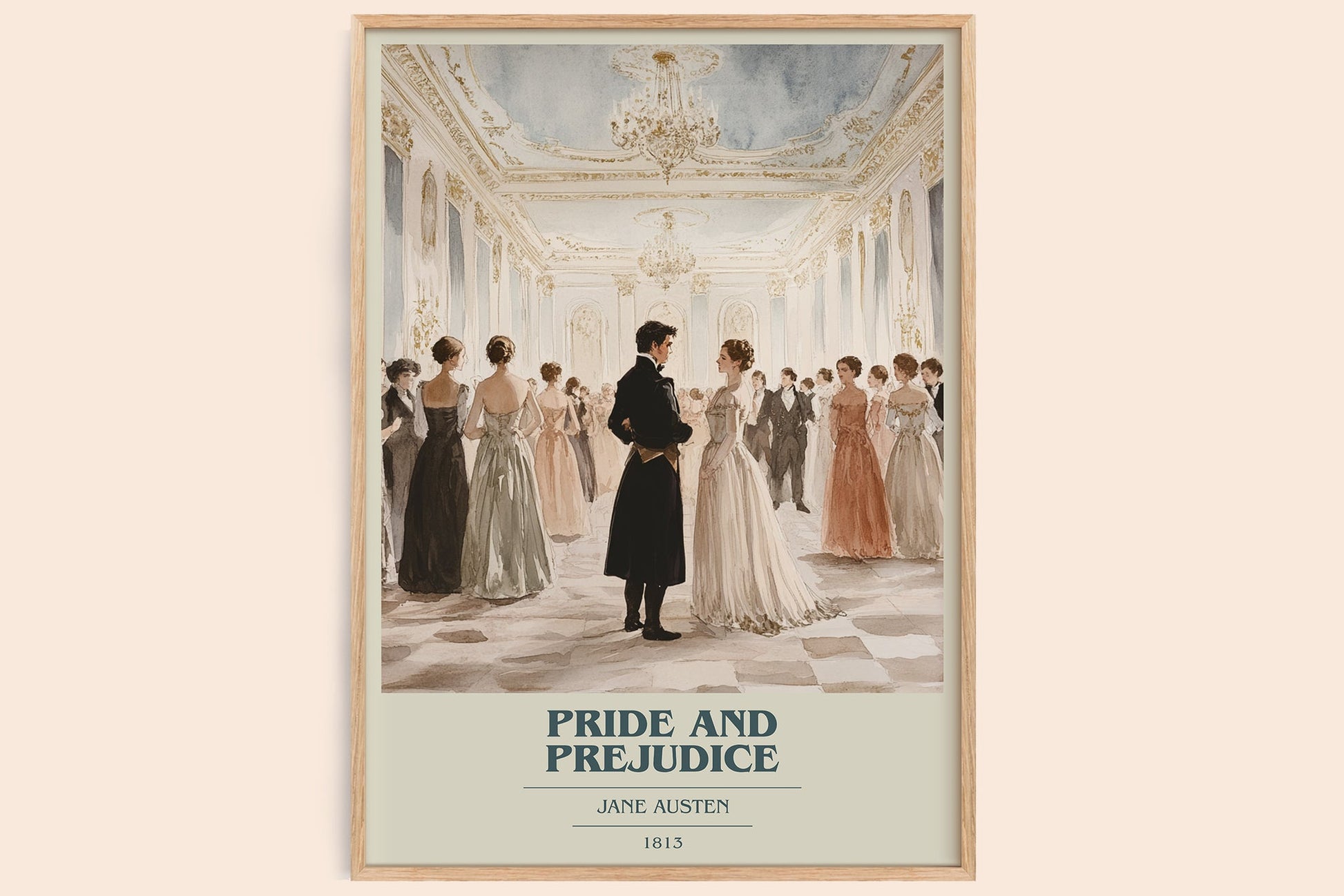 Pride and Prejudice book cover book poster by Jane Austen – framed literary art print
