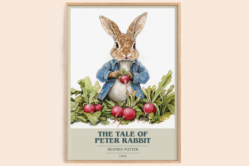 The Tale of Peter Rabbit book cover book poster by Beatrix Potter – framed literary art print