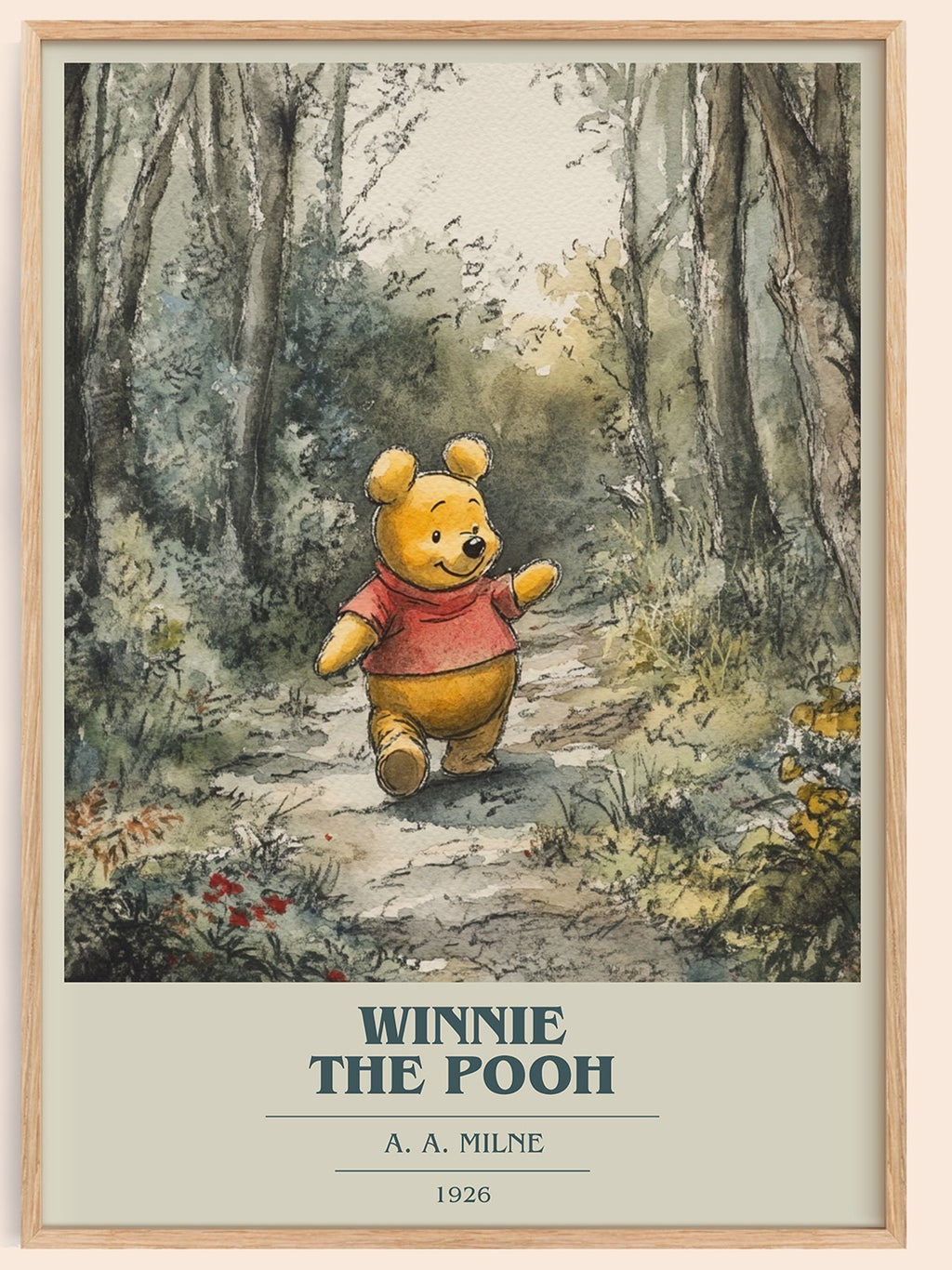 Winnie the Pooh book cover book poster by A. A. Milne – framed literary art print