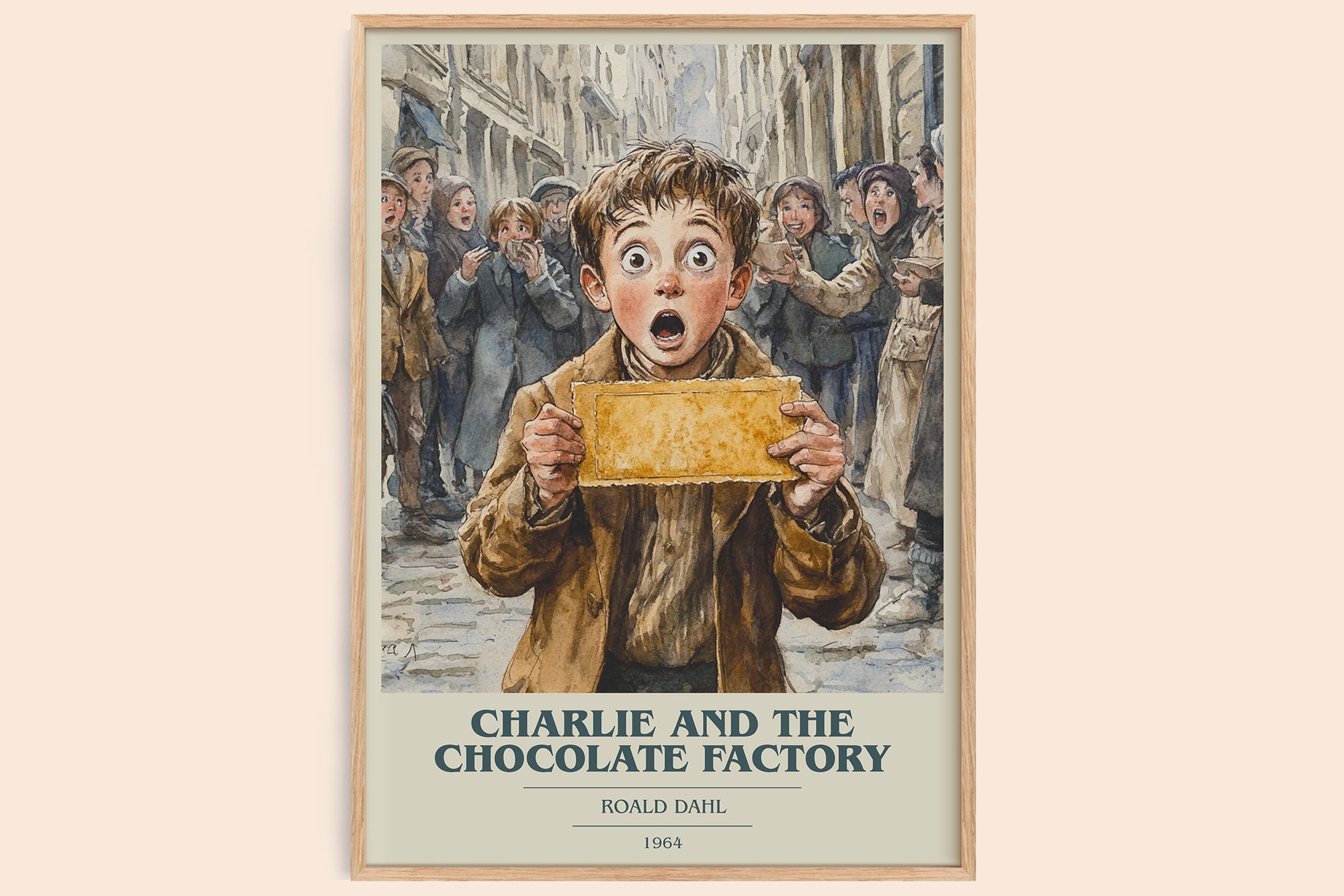 Charlie and the Chocolate Factory book cover book poster by Roald Dahl – framed literary art print