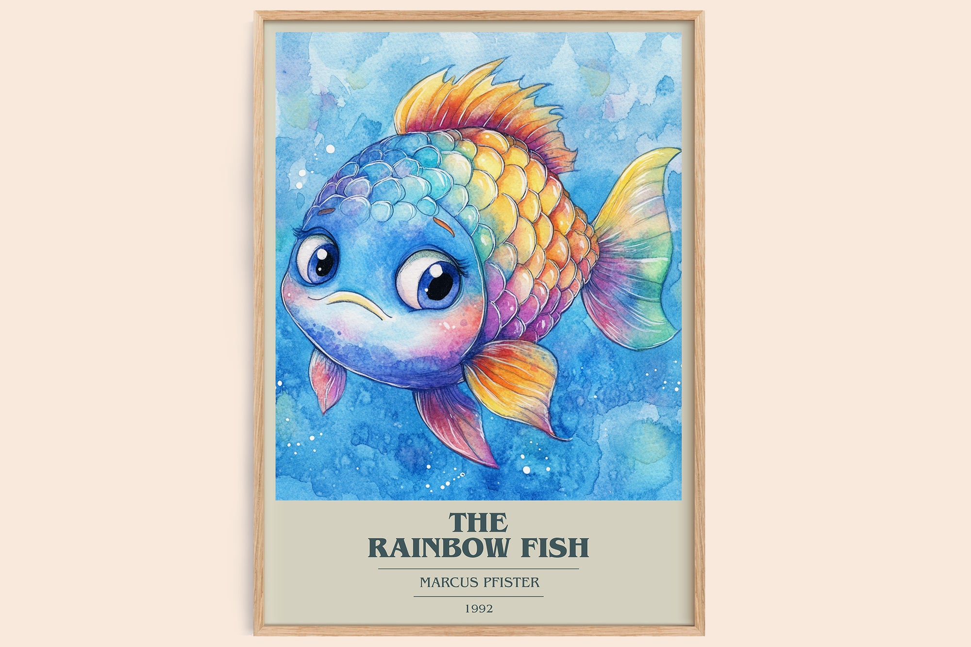 The Rainbow Fish book cover book poster by Marcus Pfister – framed literary art print
