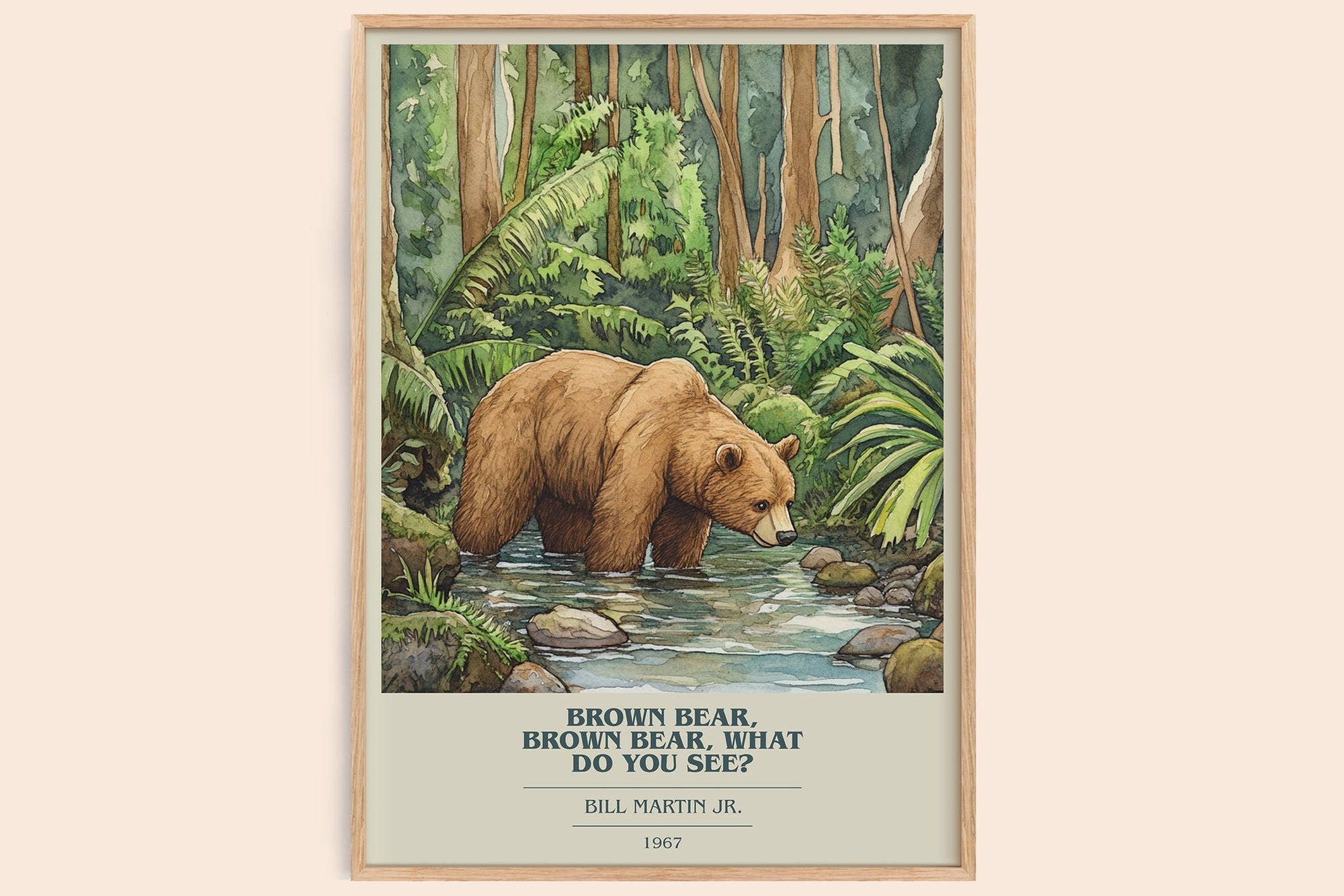 Brown Bear, Brown Bear, What Do You See? book cover book poster by Bill Martin, Jr. – framed literary art print