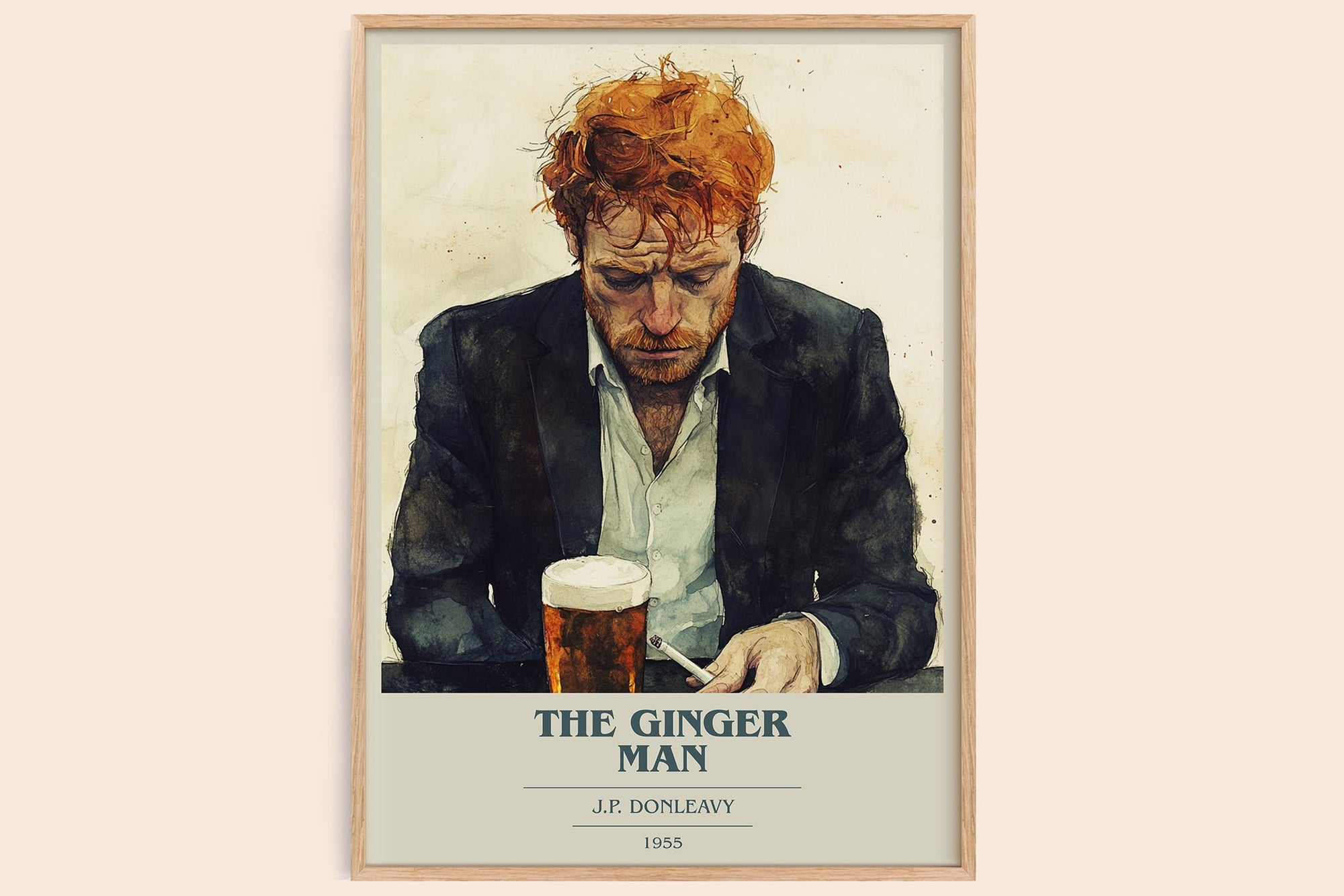 The Ginger Man book cover book poster by J.P. Donleavy – framed literary art print