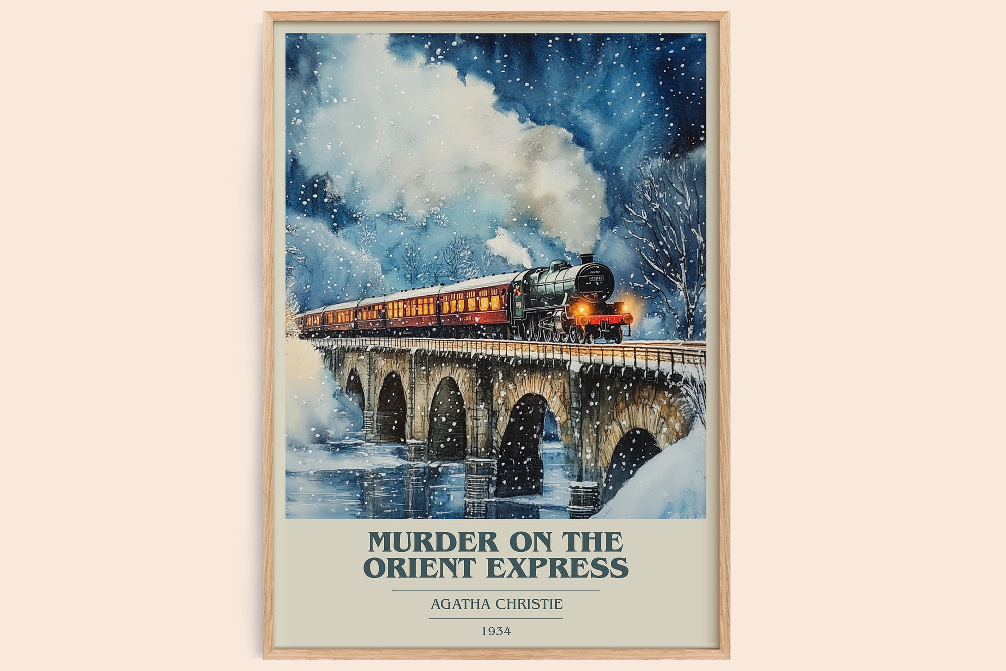 Murder On The Orient Express book cover book poster by Agatha Christie – framed literary art print