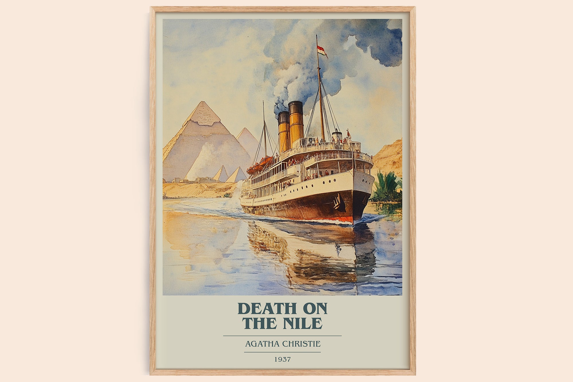 Death on the Nile book cover book poster by Agatha Christie – framed literary art print
