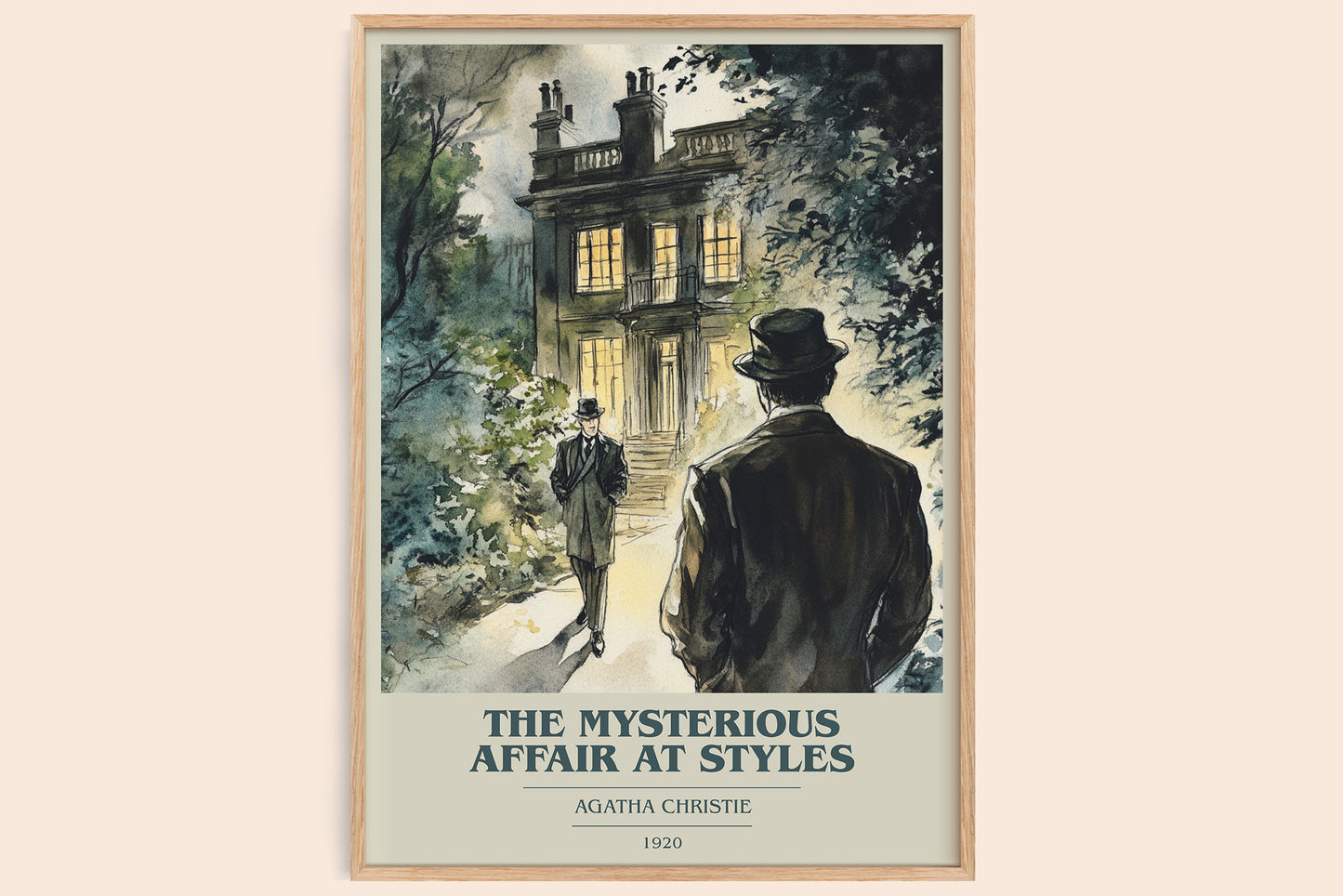 The Mysterious Affair At Styles book cover book poster by Agatha Christie – framed literary art print