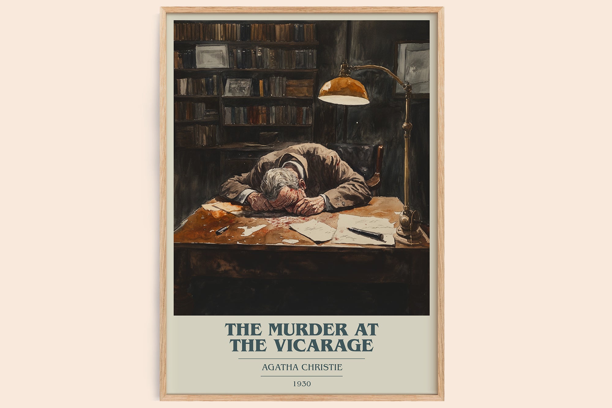 The Murder at the Vicarage book cover book poster by Agatha Christie – framed literary art print