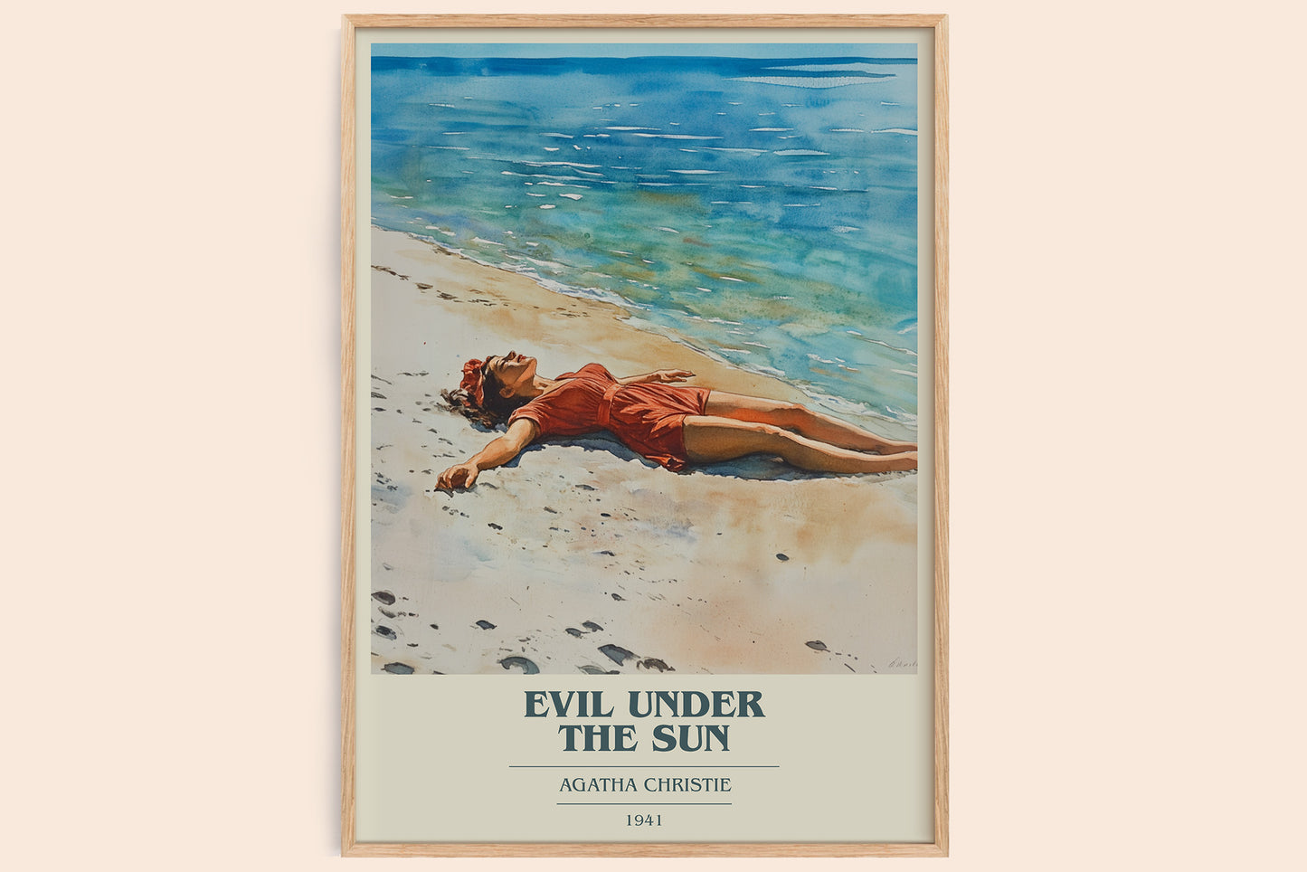 Evil Under the Sun book cover book poster by Agatha Christie – framed literary art print