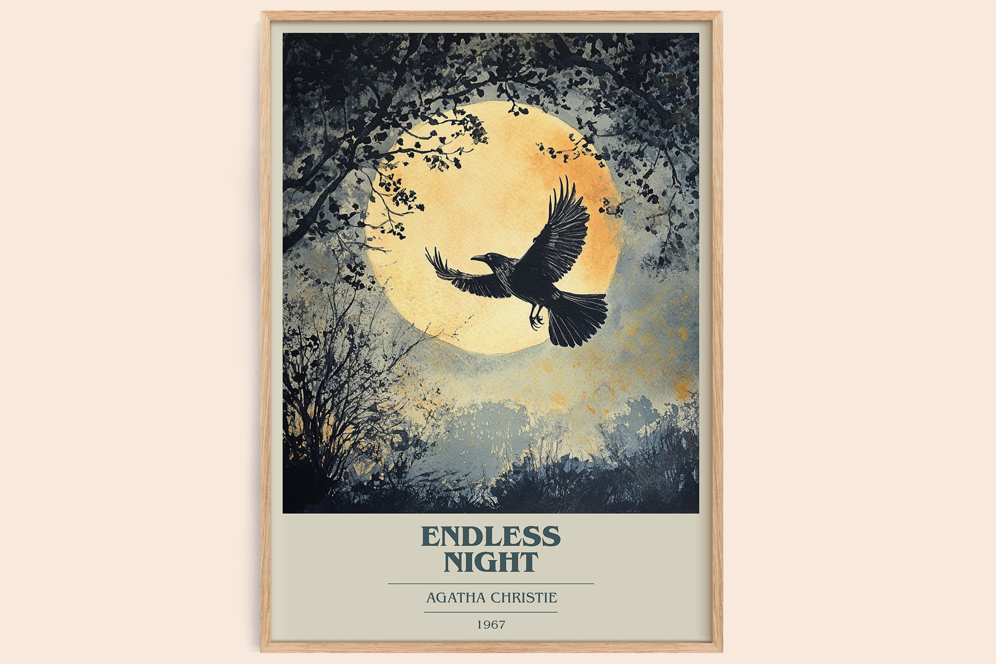 Endless Night book cover book poster by Agatha Christie – framed literary art print