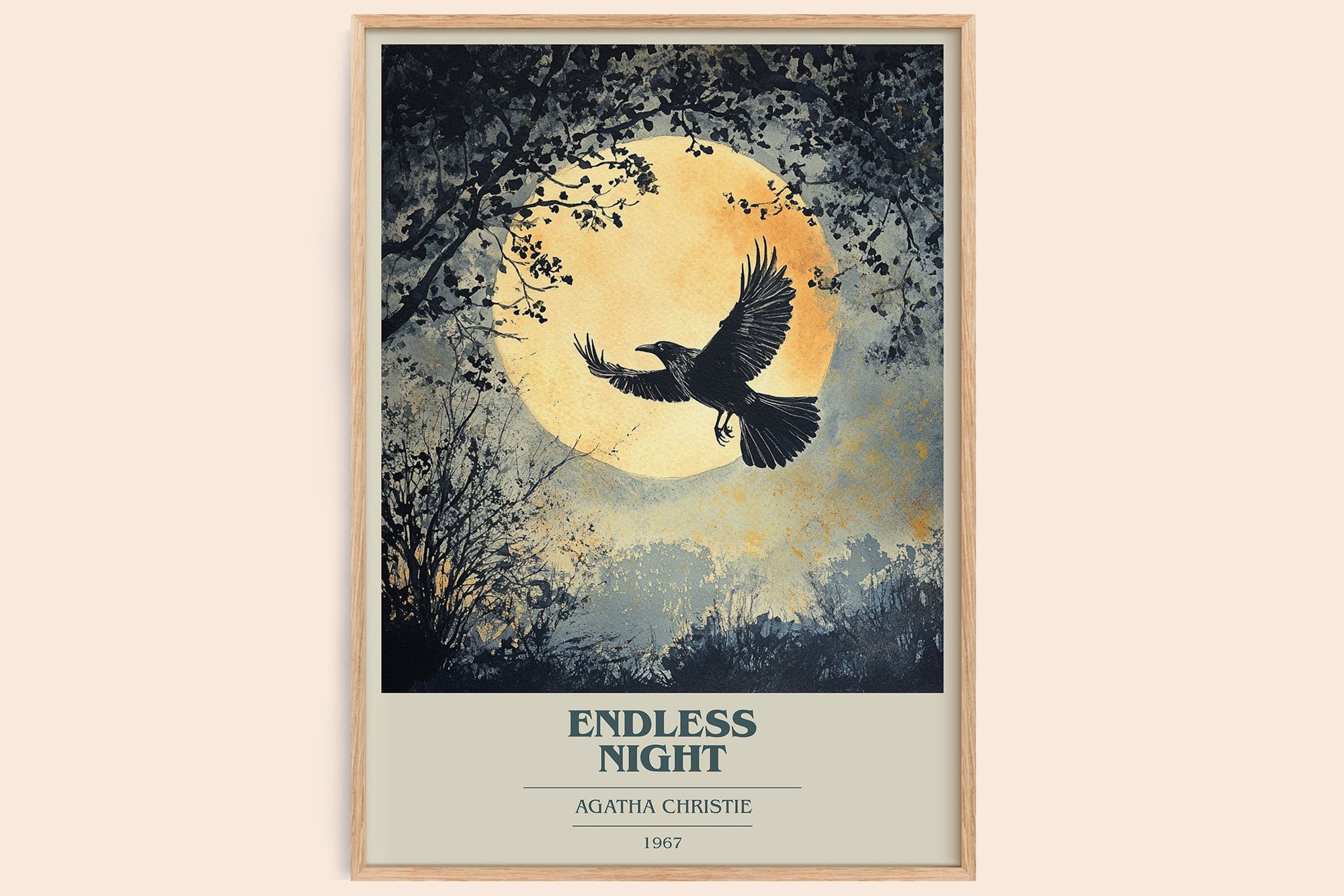 Endless Night book cover book poster by Agatha Christie – framed literary art print