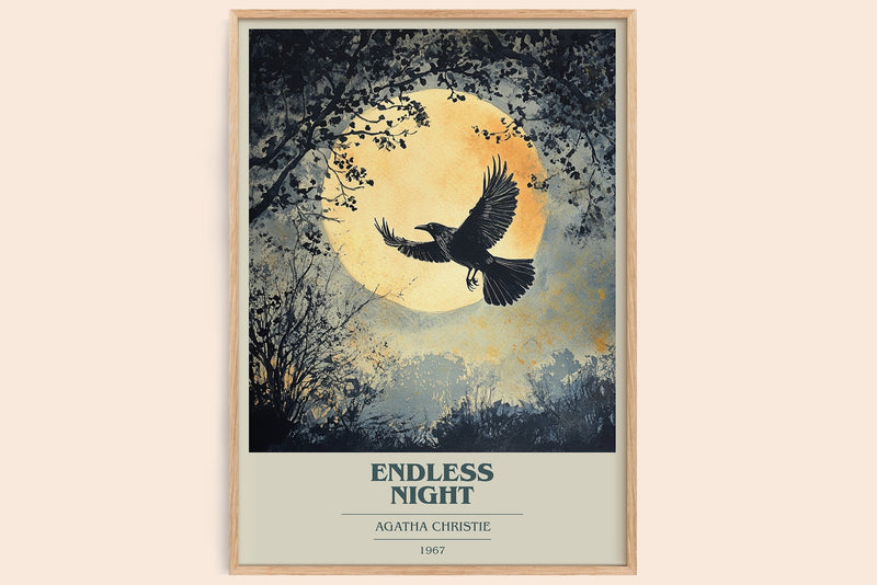 Endless Night book cover book poster by Agatha Christie – framed literary art print