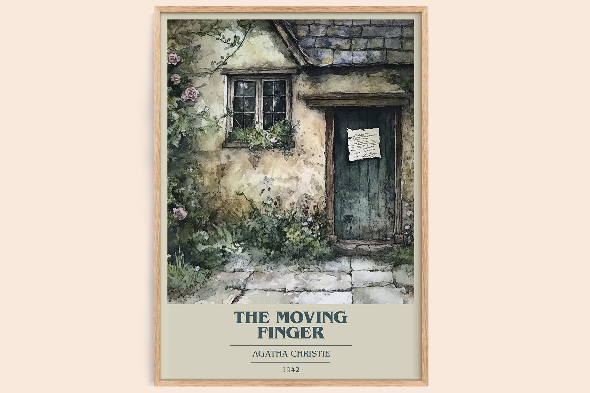 The Moving Finger book cover book poster by Agatha Christie – framed literary art print