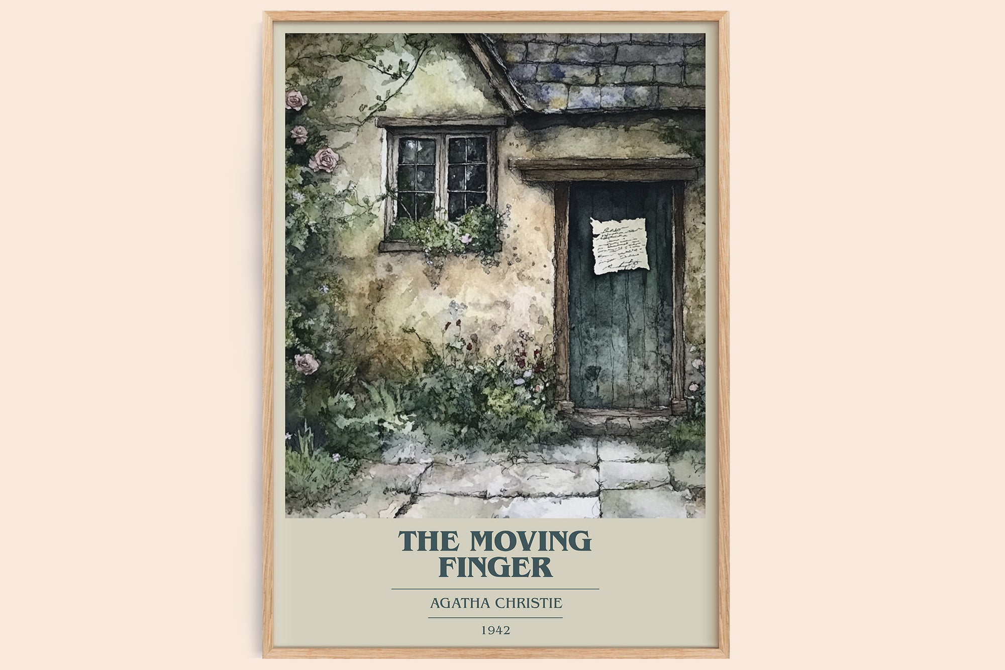 The Moving Finger book cover book poster by Agatha Christie – framed literary art print