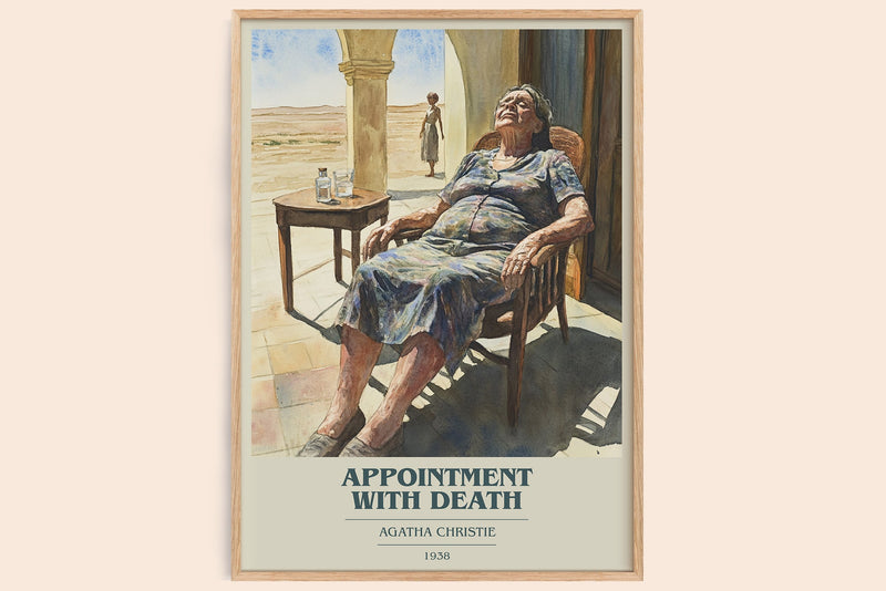 Appointment with Death book cover book poster by Agatha Christie – framed literary art print