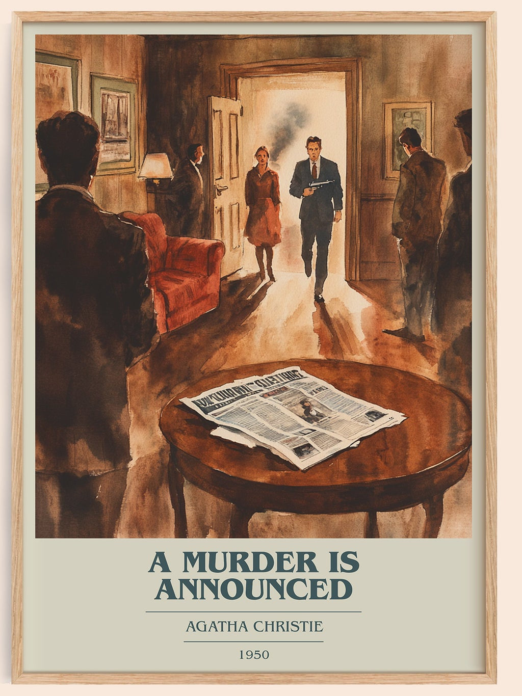 A Murder is Announced book cover book poster by Agatha Christie – framed literary art print