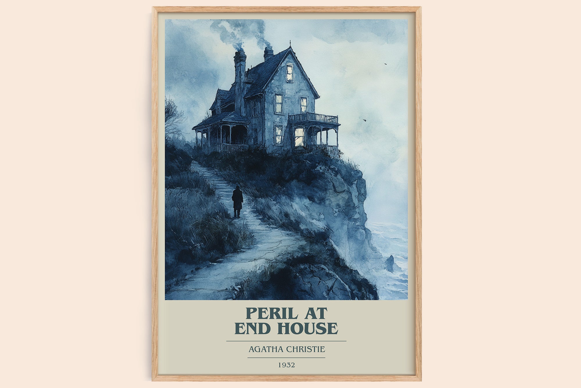 Peril at End House book cover book poster by Agatha Christie – framed literary art print