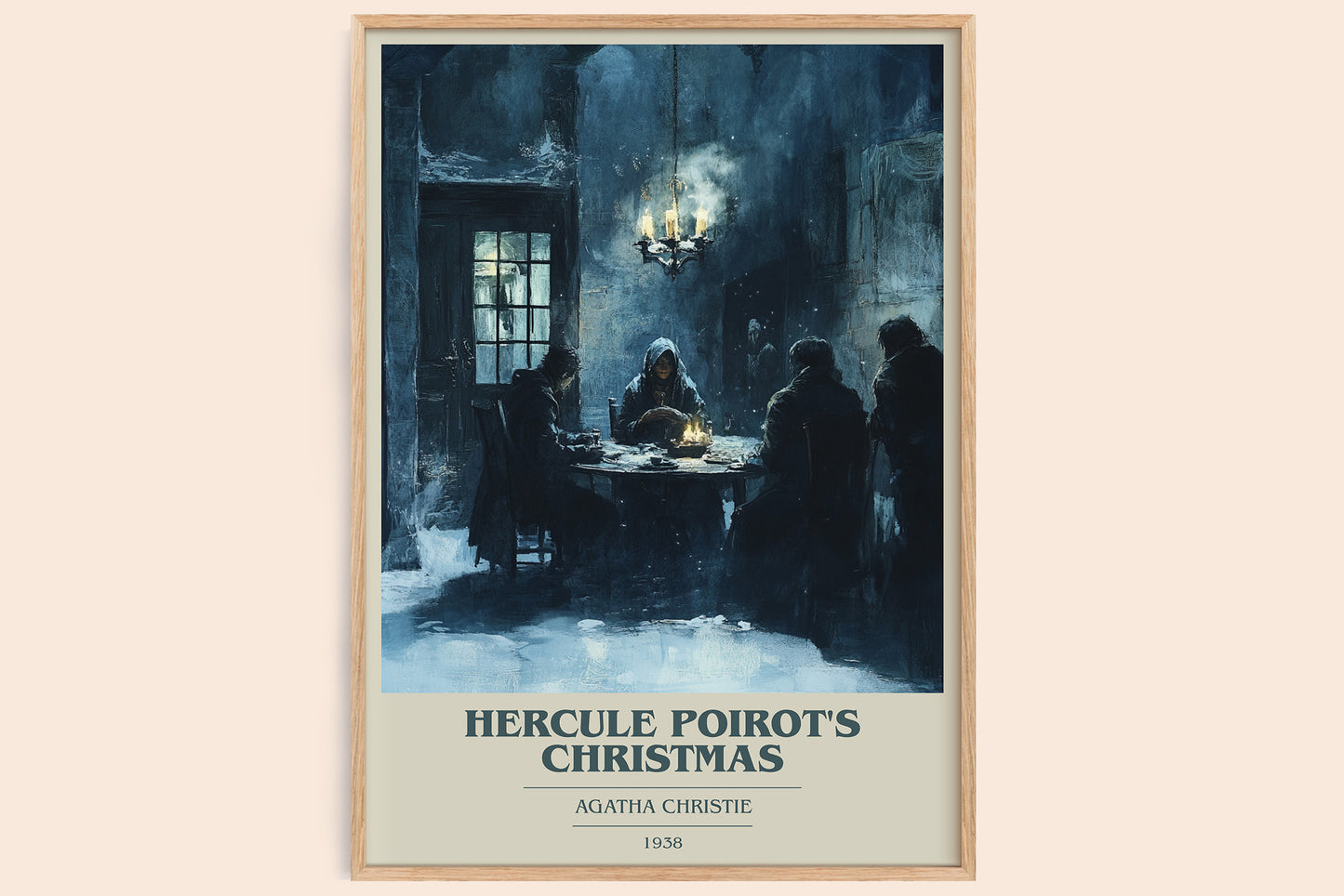 Hercule Poirot's Christmas book cover book poster by Agatha Christie – framed literary art print