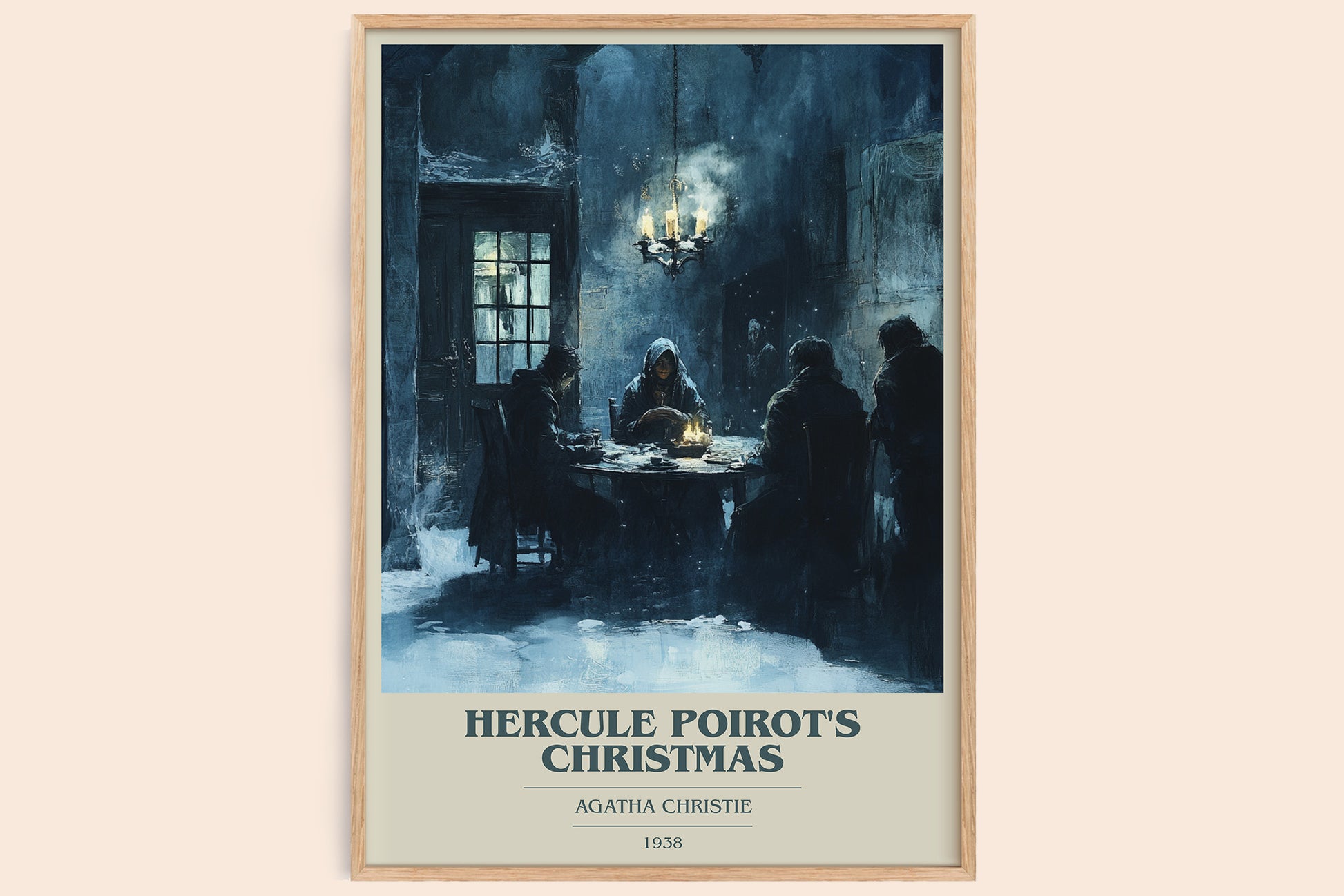 Hercule Poirot's Christmas book cover book poster by Agatha Christie – framed literary art print